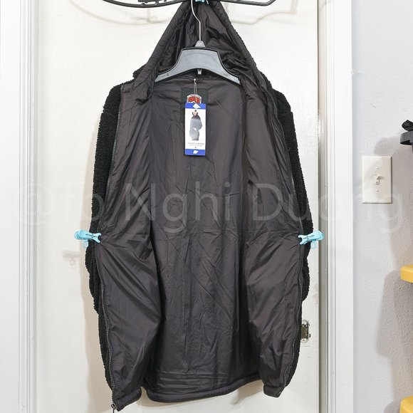 1 Madison Ladies' Fuzzy Jacket Black - Picture 4 of 9